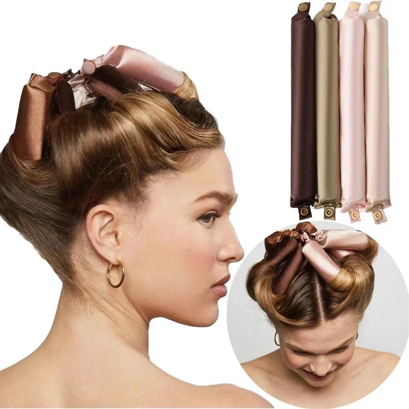 Bigoudi sans chaleur sans chaleur, tige à friser en Satin, bandeau, boucles paresseuses, bigoudis do