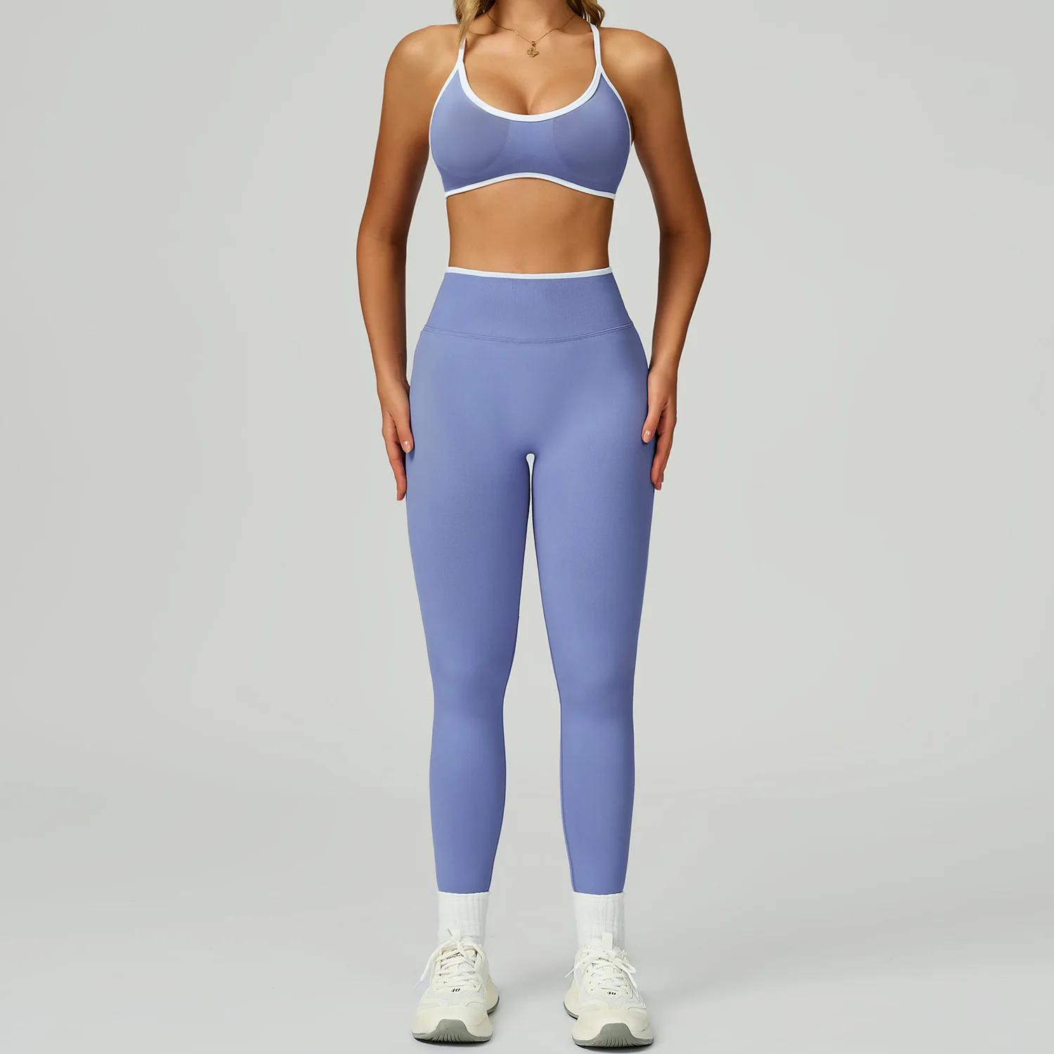 Ensemble de sport sans couture pour femmes, vêtements de Fitness, blocage de couleur, ensembles de Y