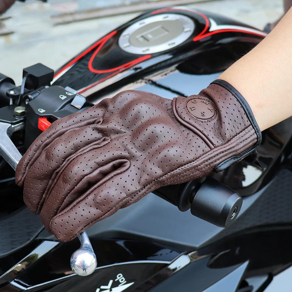 SUOMY rétro cuir Moto gants hommes femmes Vinage peau de chèvre Motocross gant doigt complet Moto Vi