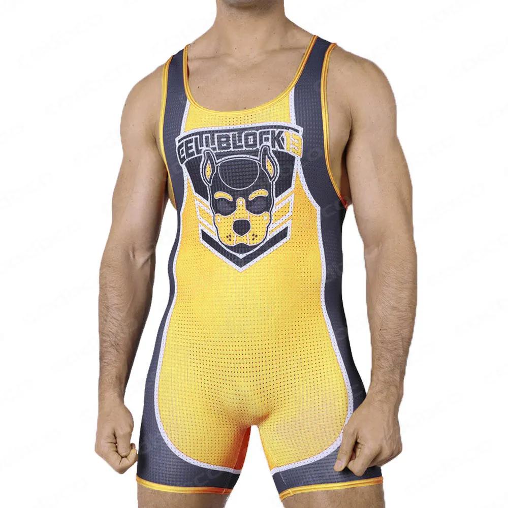 Costume de lutte singlet homme sans manches - Tenue powerlifting triathlon contrôle ventre