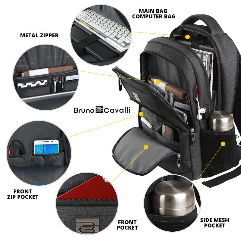 Sac à dos pour ordinateur portable avec port de chargement USB, antivol, mince, durable, voyage d'af