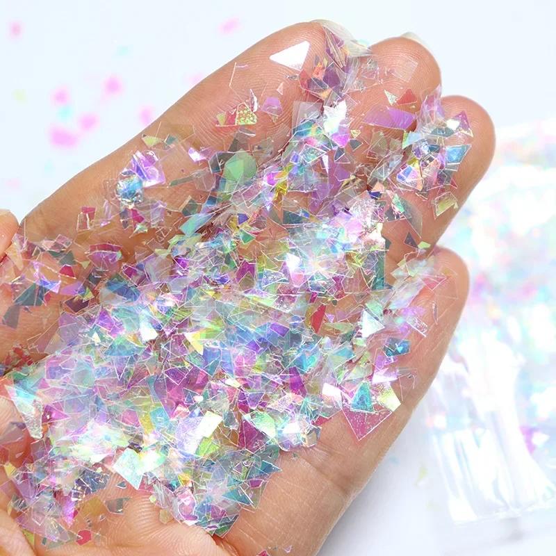 Flocons d'ongles effet sirène 10g, paillettes holographiques pour Nail Art, paillettes scintillantes