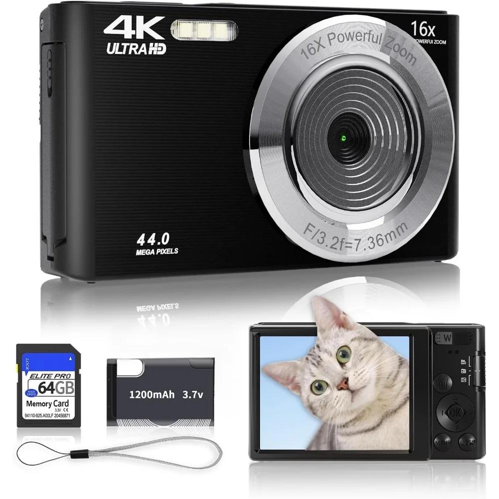 Appareil photo numérique 4K pour la photographie, n'aime numérique 16X, appareil photo compact pour