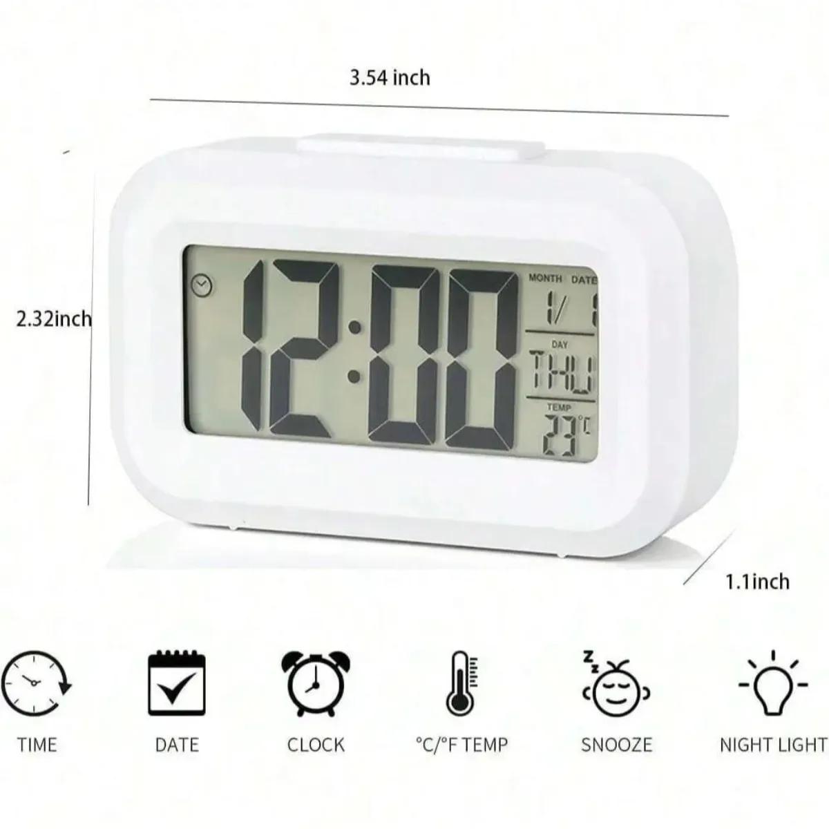 Réveil Numérique LED Rétro-Éclairé, Données Snooze, Calendrier, Bureau, Multifonction, Électronique,