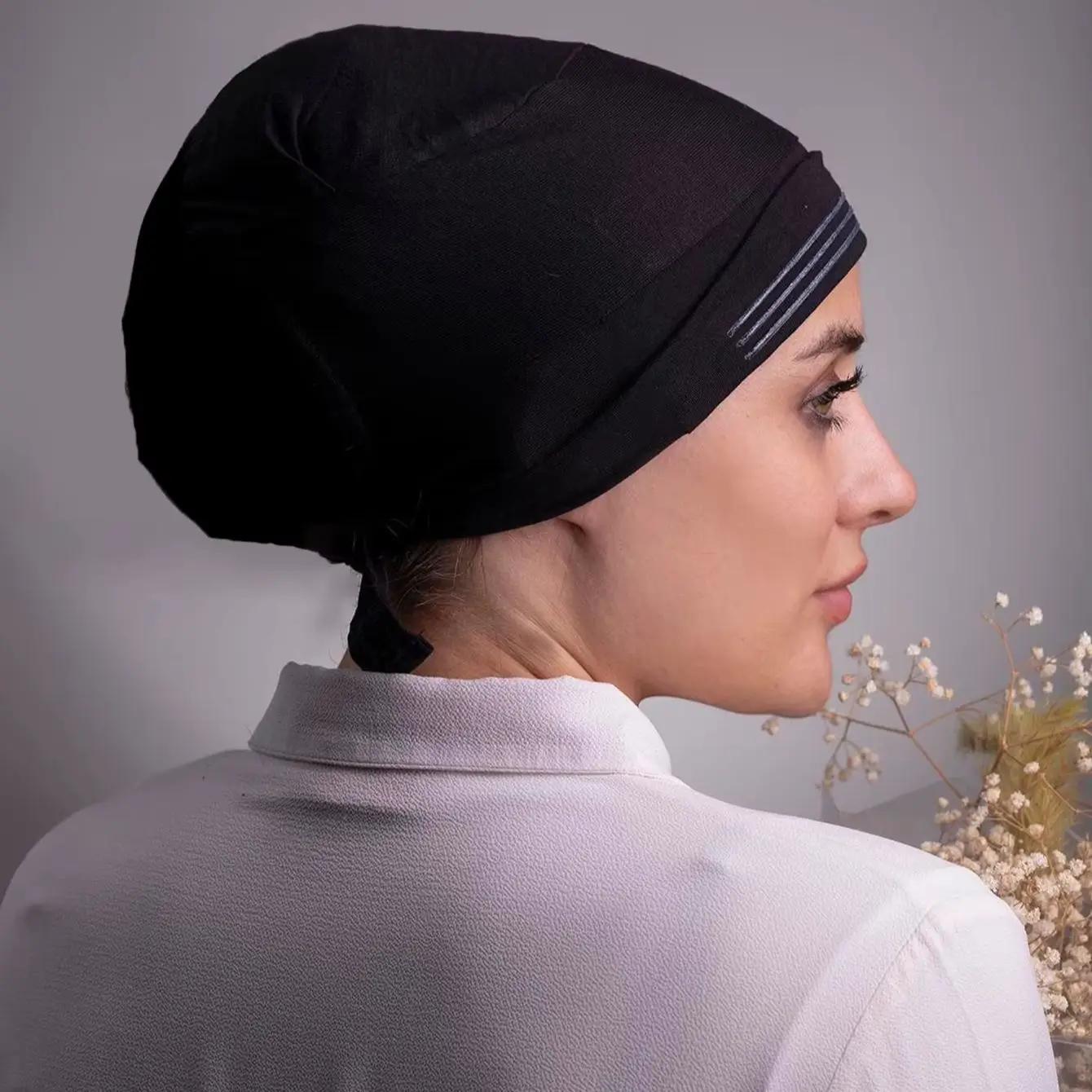 Casquette Hijab musulmane instantanée, couleur unie, avec bandes antidérapantes, sous-capuchon pour