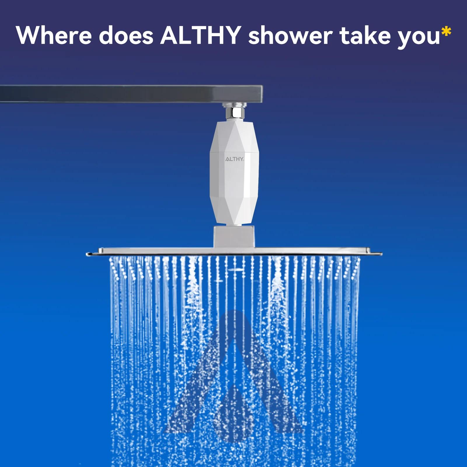ALTHY Filtre à eau de douche revitalisant à la vitamine C - Réduit le chlore et les métaux lourds -