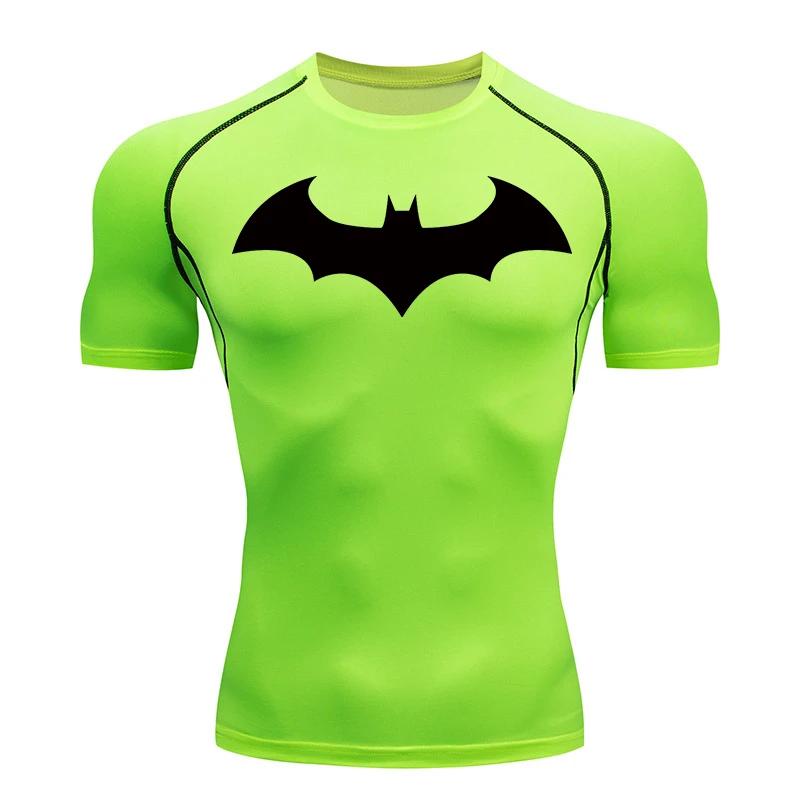 Chemises de Compression graphiques chauve-souris pour hommes, manches courtes, protection contre les