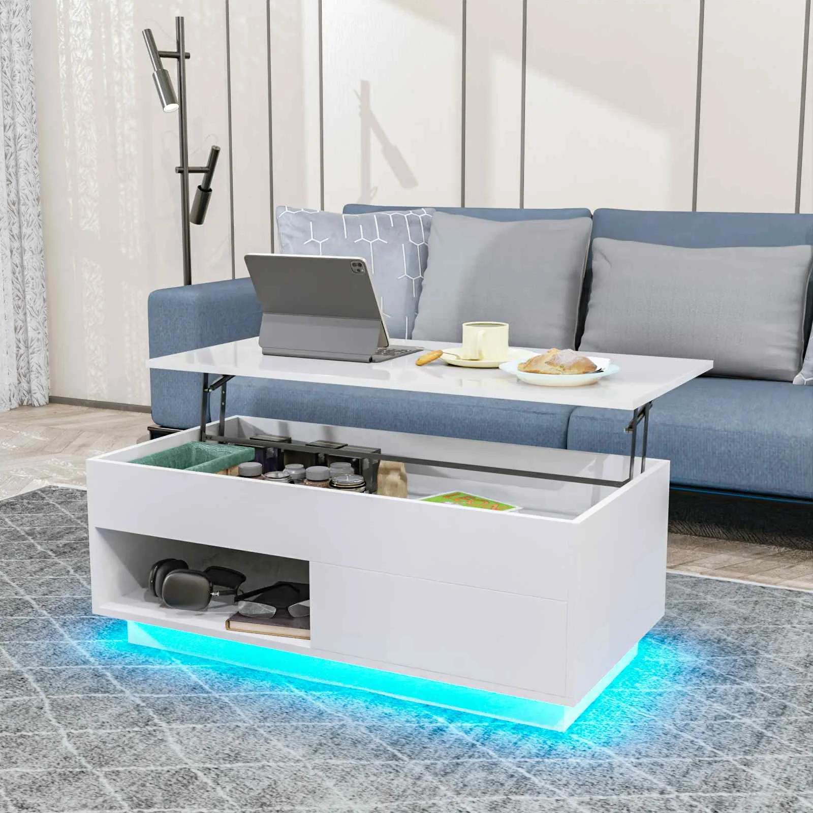 Table basse élévatrice à LED, meubles modernes ultimes, design élégant, décoration d'intérieur et di