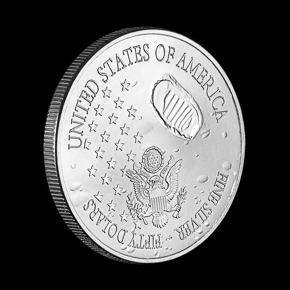 50e anniversaire de l'atterrissage de la lune 2019 pièce commémorative plaquée colorée cadeau de col