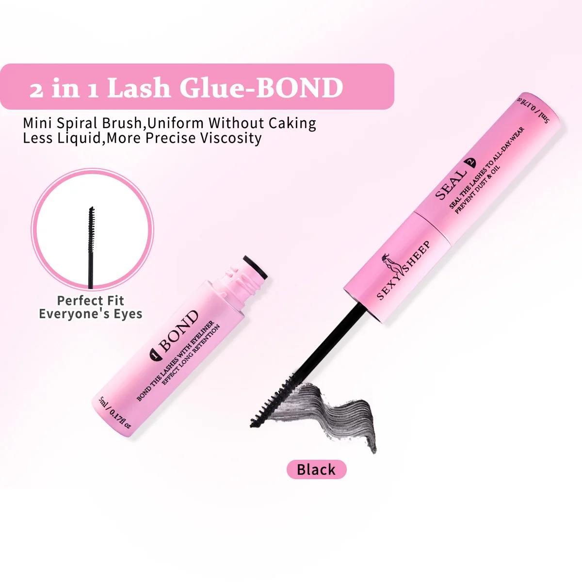 Ensemble de 3 produits pour extensions de cils : colle et scellant pour cils individuels 10 ml, tenu