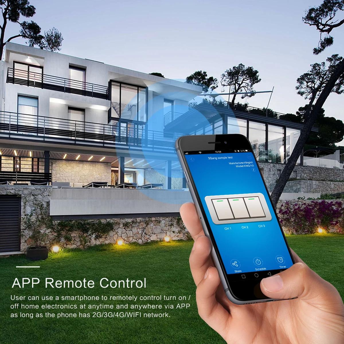 Tuya eWeLink Andrea EU WiFi Smart 3 Way Switch, 1, 2, 3 Gang, Glass Wall Touch Switch, Télécommande,