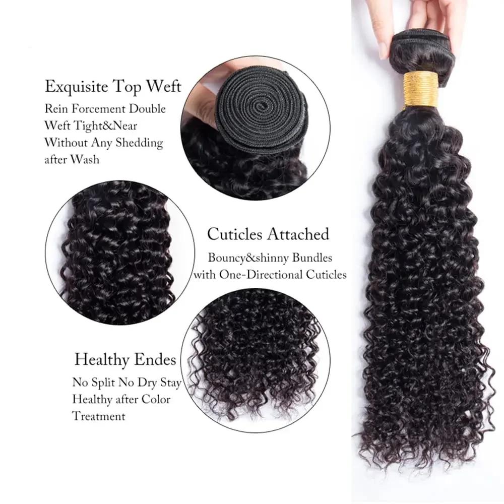 Mèches brésiliennes naturelles Remy ondulées bouclées, tissage profond, 22 24 26 pouces, Extensions