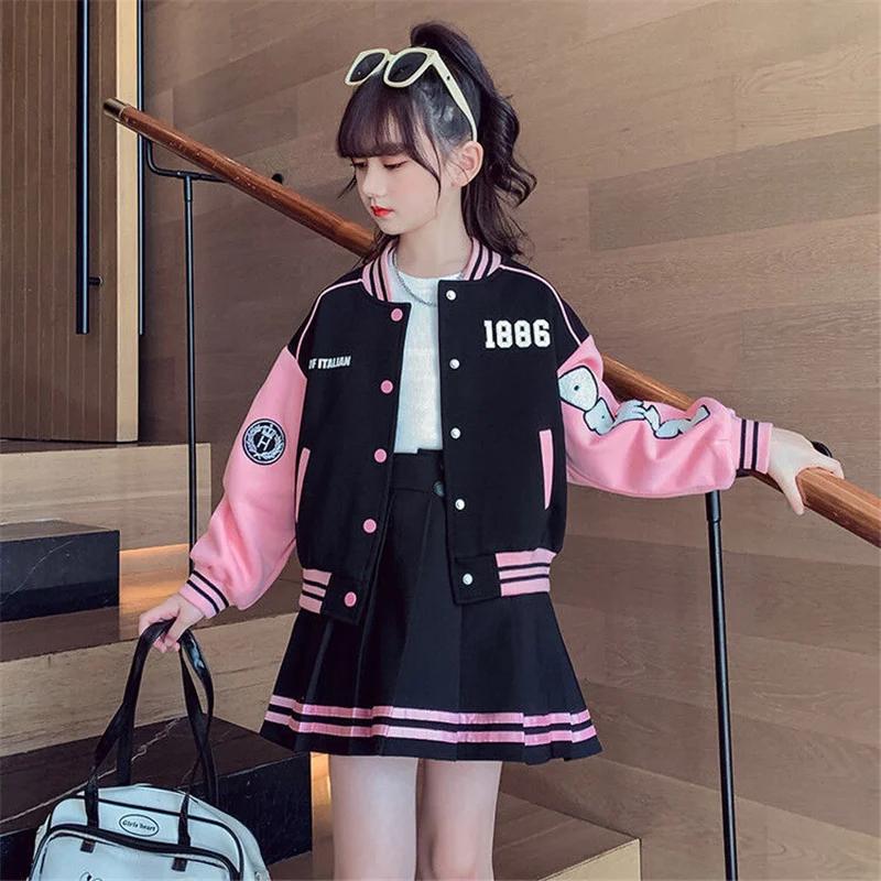 Ensembles de vêtements de mode pour filles, costume de sport de Baseball pour enfants, veste pour en
