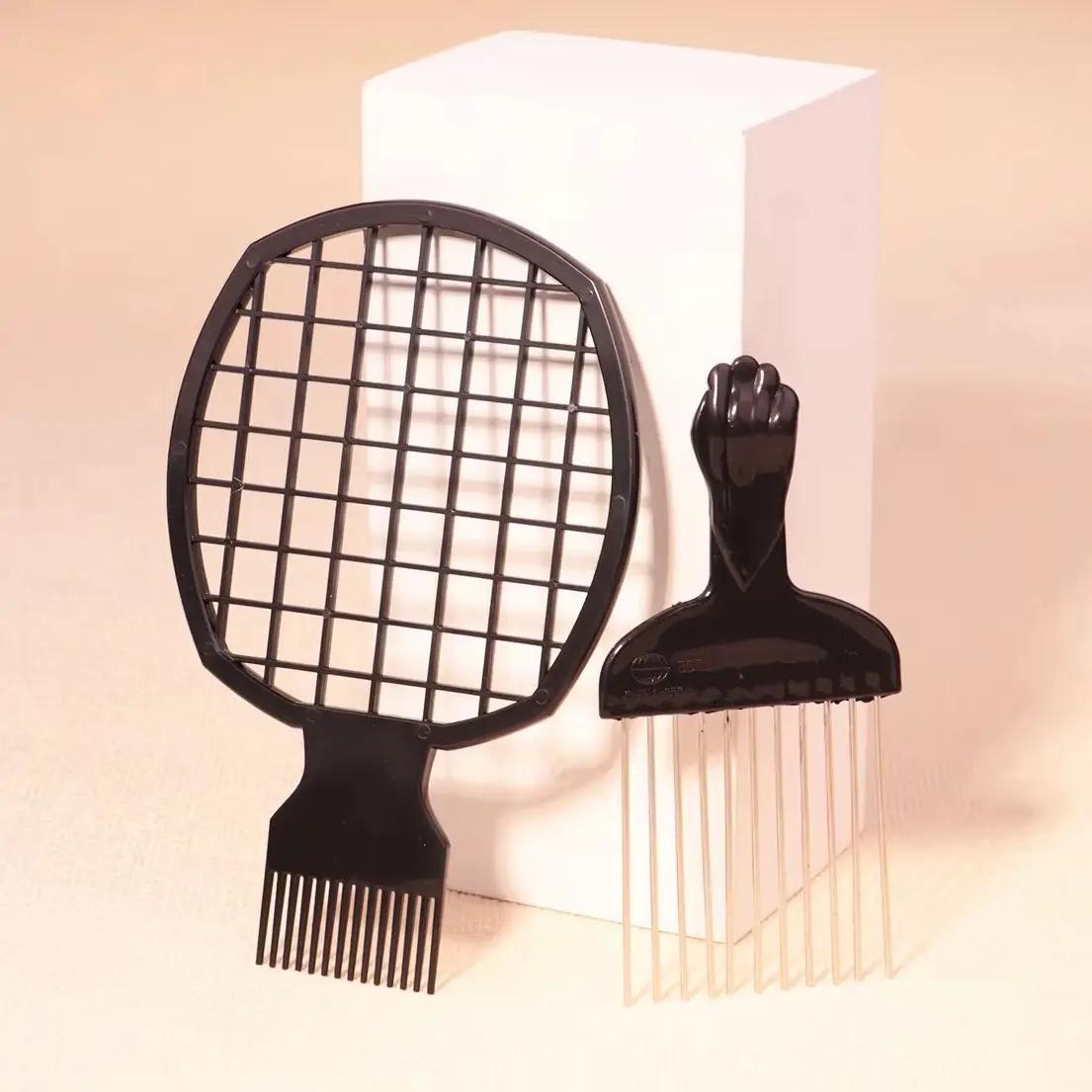 Ensemble de peignes à friser africains avec peigne à aiguilles en acier et peigne à friser africain,