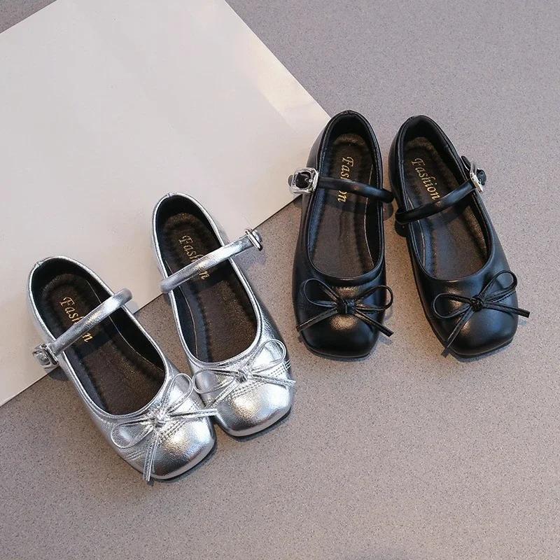 Chaussures de princesse en cuir pour filles, Mary Janes, simples, classiques, avec nœud papillon, Ch