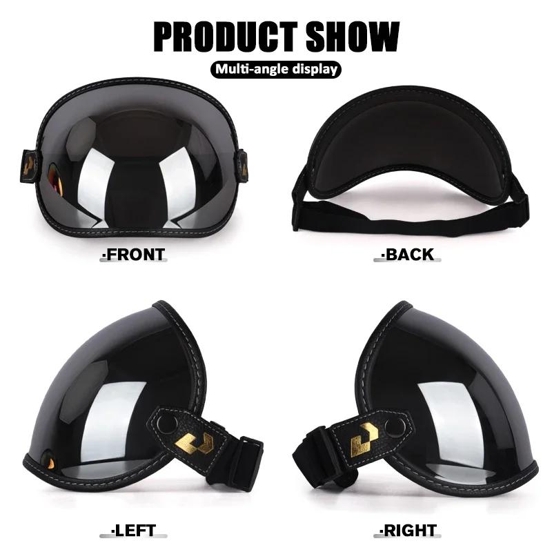 SOMAN – demi-casque de moto, rétro, visage ouvert, Vintage, bouclier à bulles, visière, lentille, lu