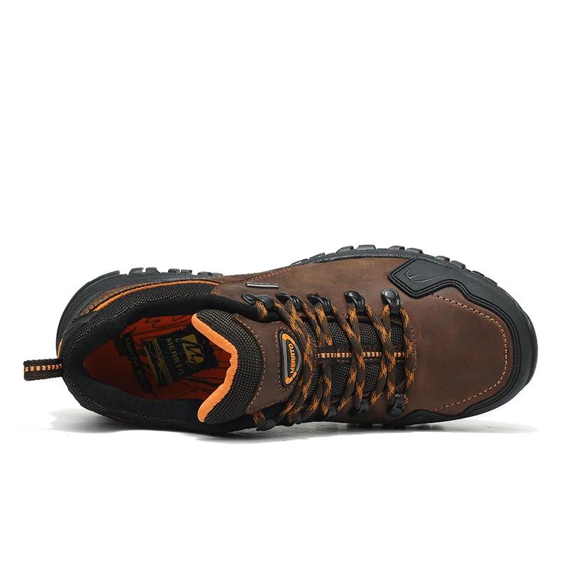 MERRTO-Chaussures d'extérieur en cuir de vachette pour hommes et femmes, chaussures de randonnée, tr