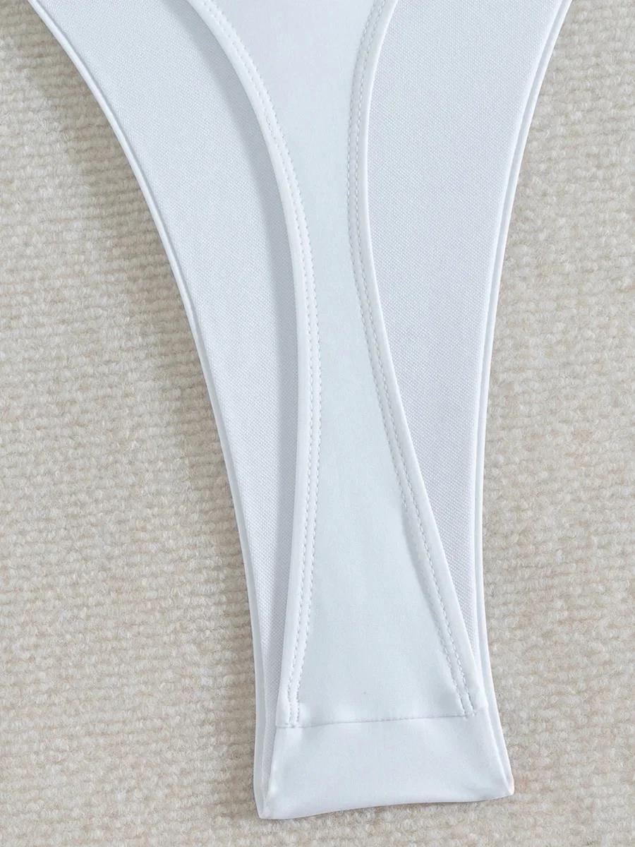 Maillot de bain une pièce pour femme, décolleté en V profond, coupe haute, string, dos nu, monokini,