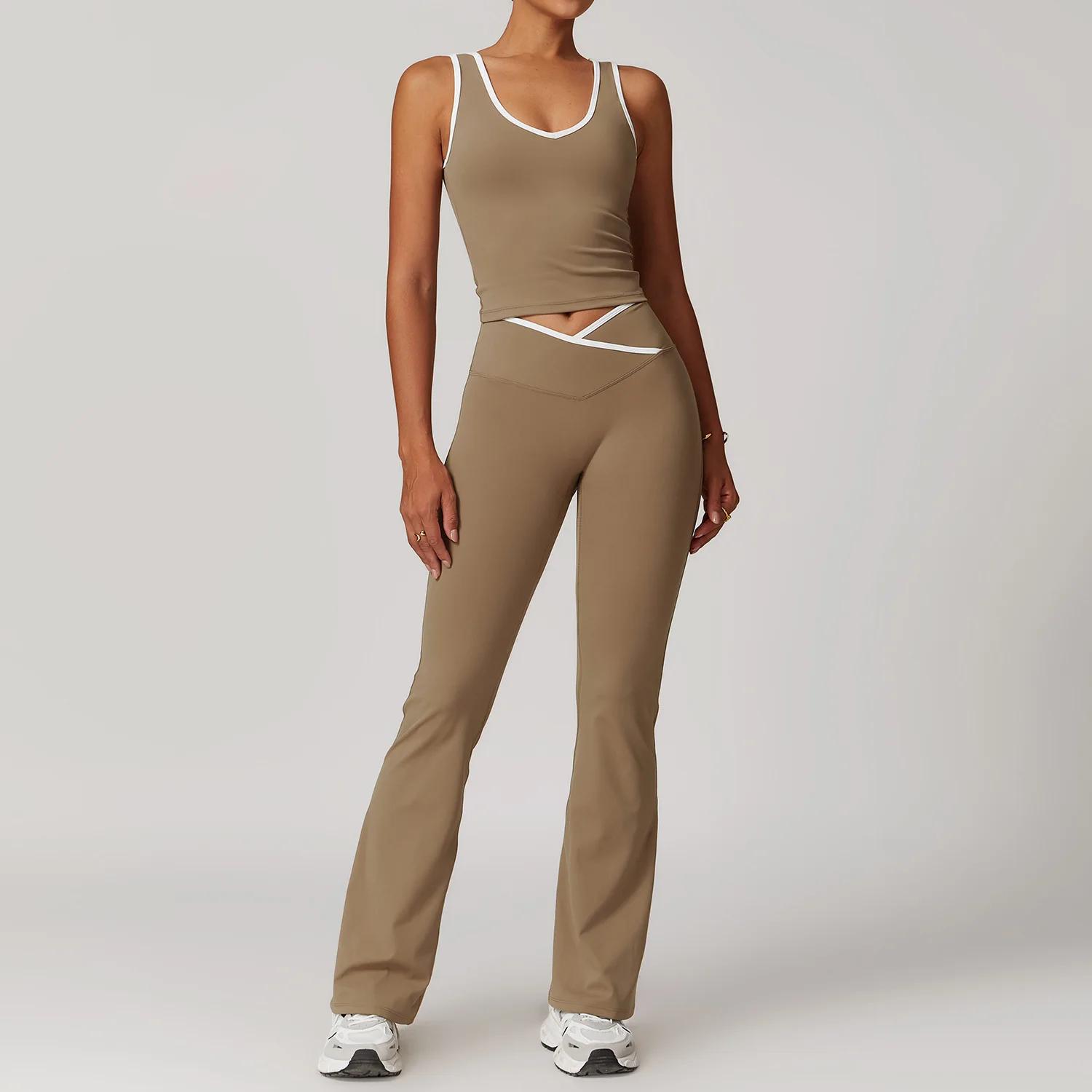 Ensemble de vêtements de Yoga pour femmes, 2 pièces, tenues d'entraînement, Fitness, survêtement de