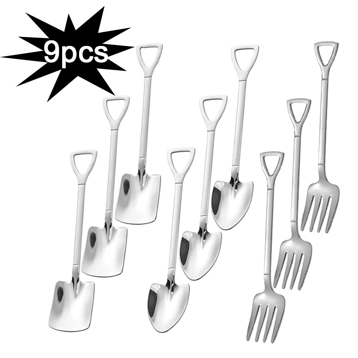 Pelle carrée en acier inoxydable, fourchette pointue, dit dessert, gâteau, fourchette, cuillère, fru