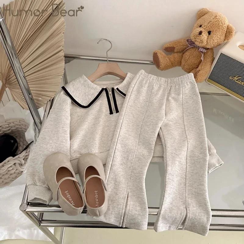 Humor Bear – ensemble deux pièces pour filles, mode coréenne, col de poupée, sweat à capuche à manch