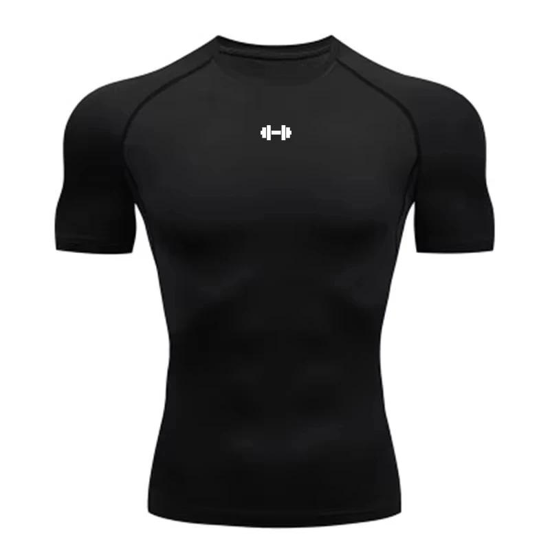 T-shirt de compression élastique pour homme, séchage rapide, sport, athlétique, gym, entraînement, é