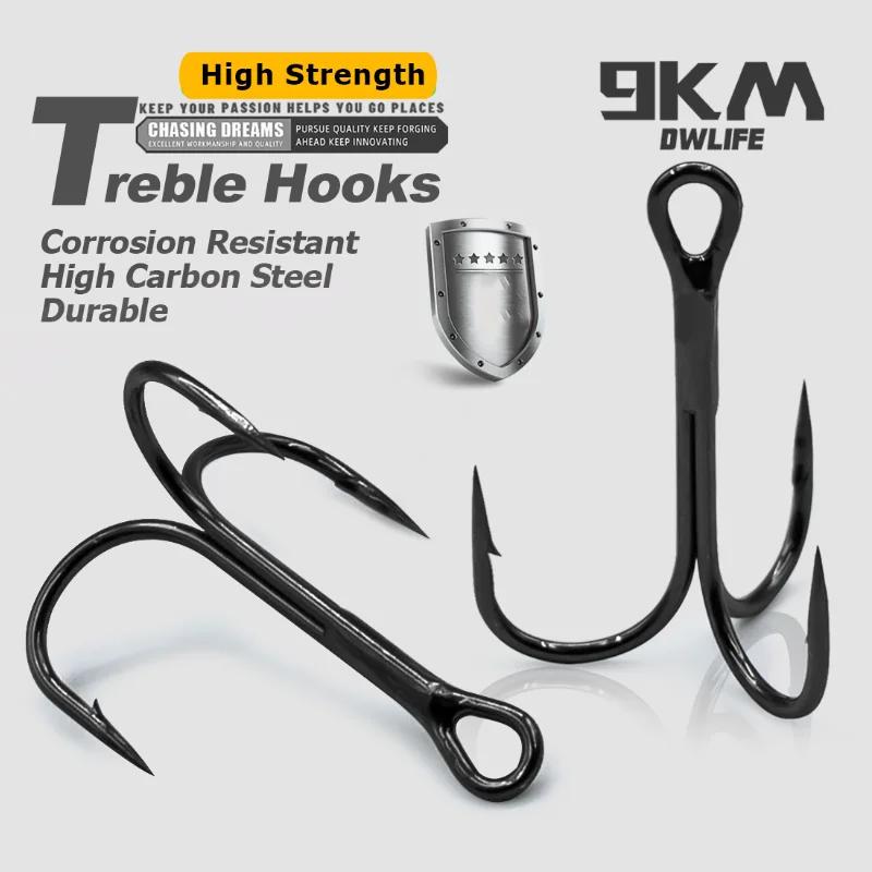 Hameçons triples de pêche 9KM, en acier à haute teneur en carbone, Triple crochet sur leurres durs,