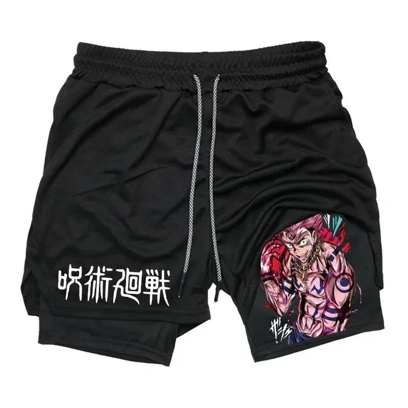 Short de sport pour hommes Jujutsu Kaisen Anime graphique 2 en 1 short de Compression pour hommes sh