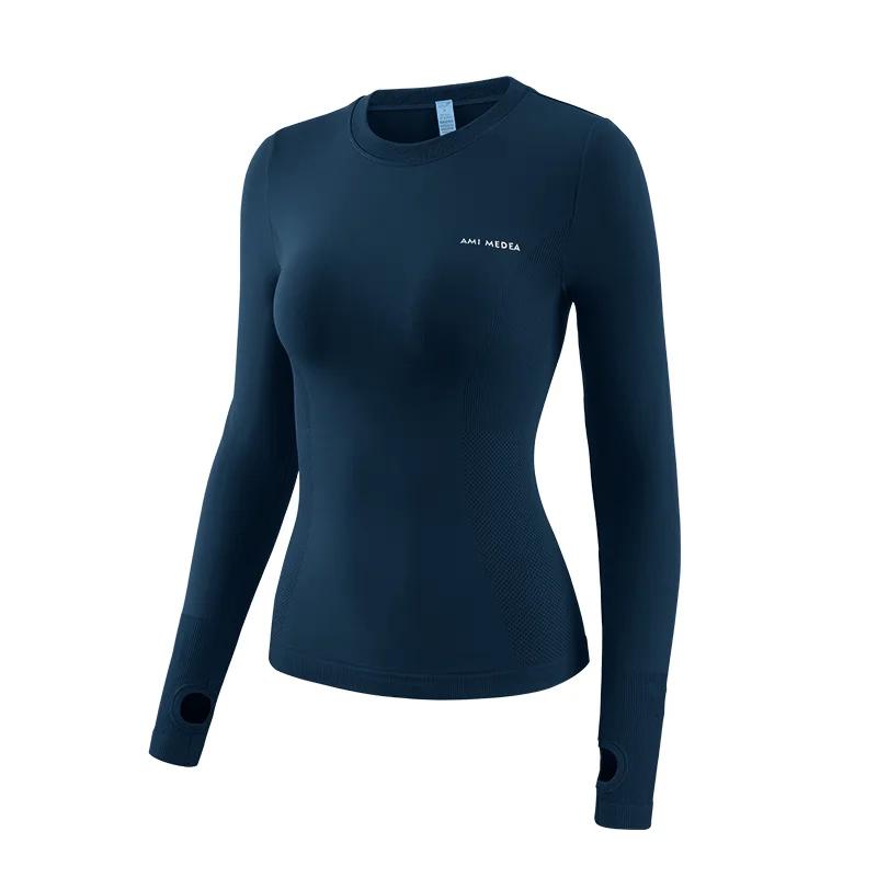 Haut de yoga pour femmes, chemise sans couture, t-shirts de sport, vêtements de fitness, manches lon