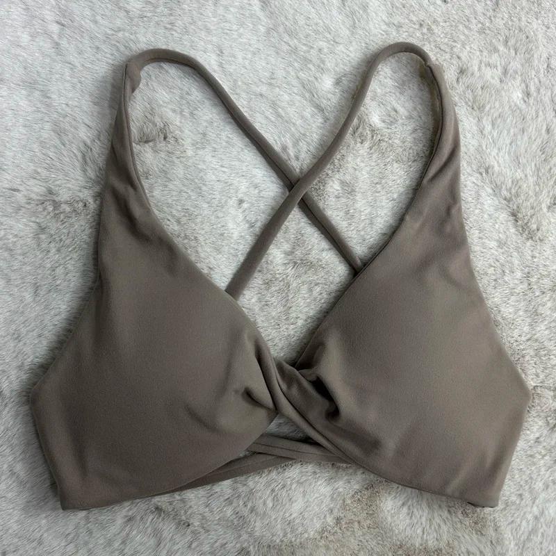 SHINBENE – soutien-gorge de sport rembourré avec bretelles croisées, dos nu, Fitness, sans manches,