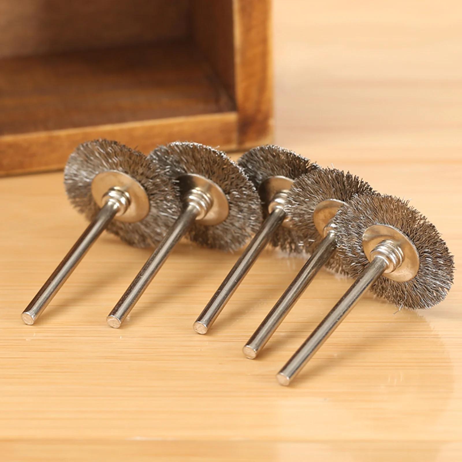 Jeu de brosses à roue métallique en acier inoxydable, 25mm, pour Mini perceuse, meuleuse, outils rot