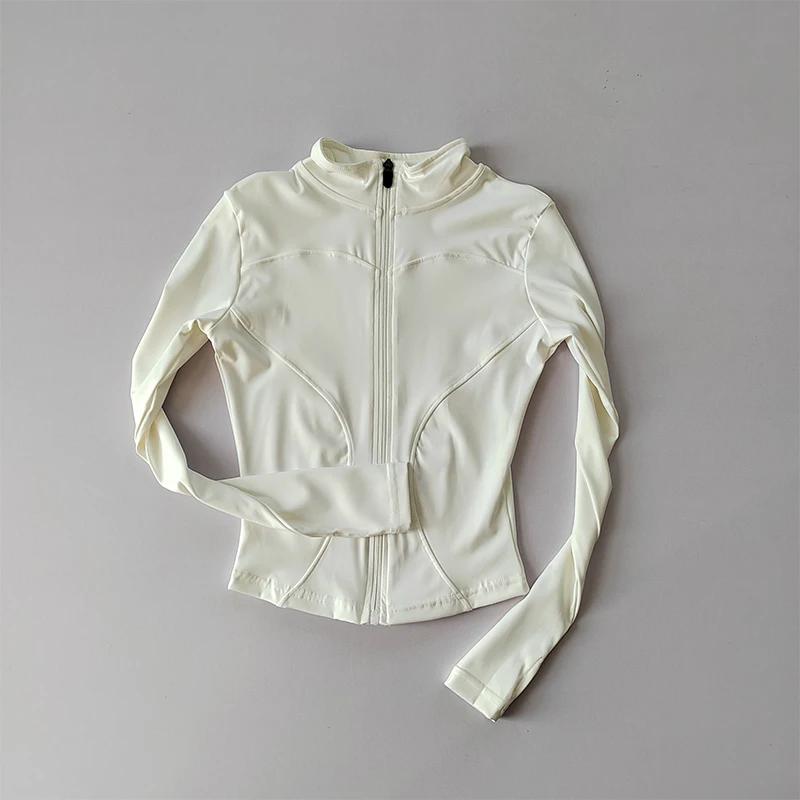 Veste de sport à manches longues pour femme, vêtements de yoga minces, cardigan zippé à séchage rapi