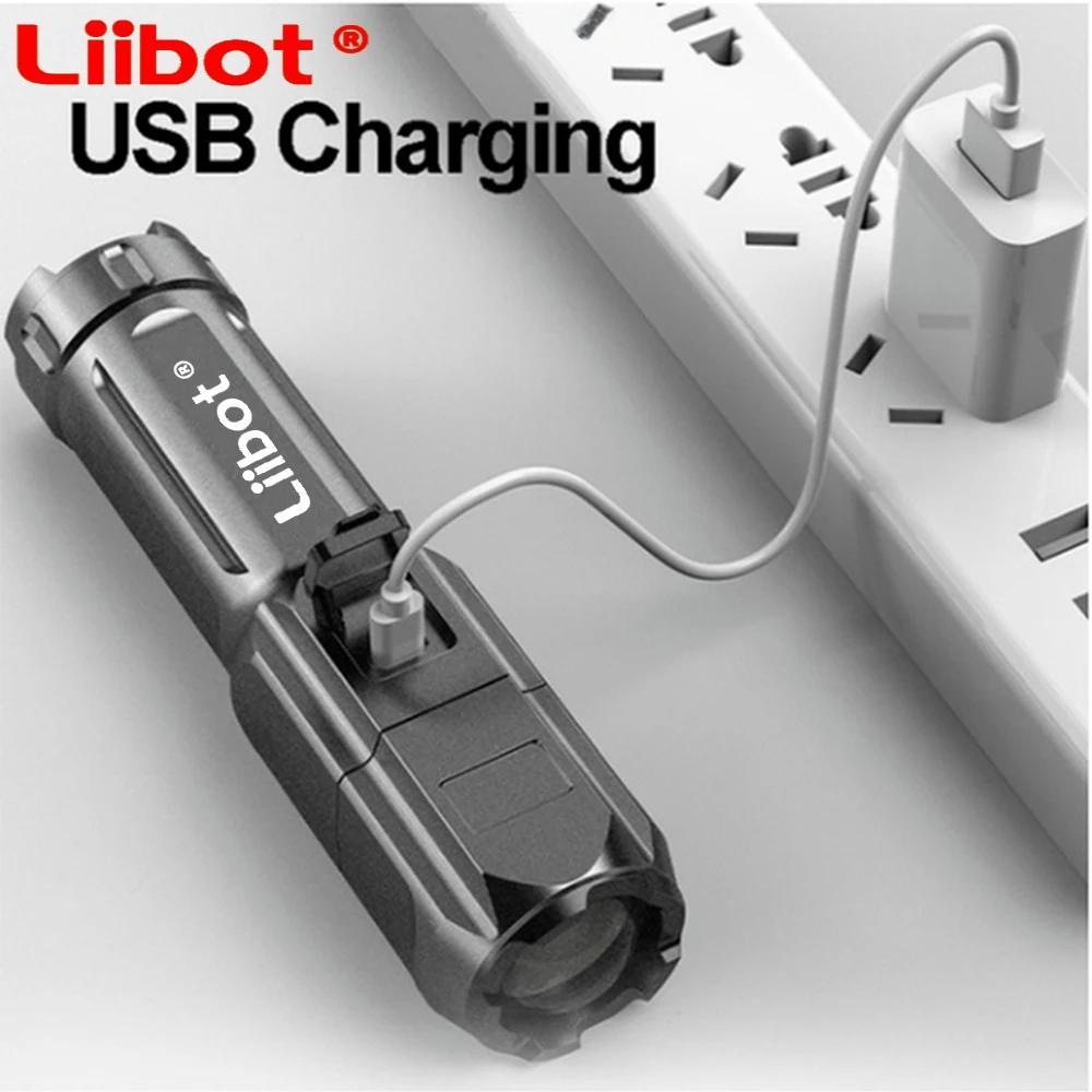 Veibot-Lampe de poche LED aste, haute puissance, USB, portable, adaptée au camping, à l'extérieur et