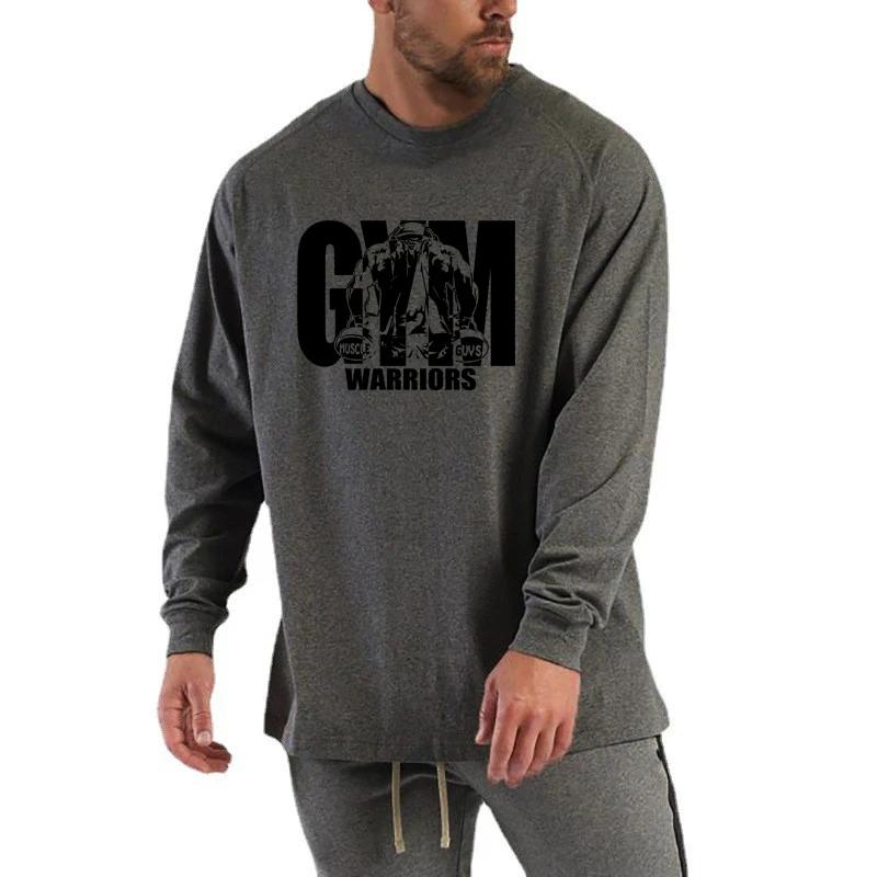 T-shirts à manches longues pour hommes, surdimensionnés, pour course à pied, musculation, vêtements