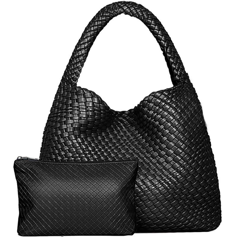 Sac fourre-tout tissé en cuir souple pour femme, grand sac à main, sac de travail initié, été, plage