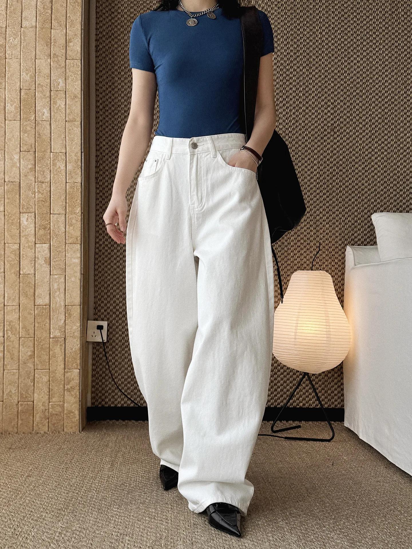 Nouveau jean délavé coupe ample taille haute style rétro américain tendance printemps/été pour femme