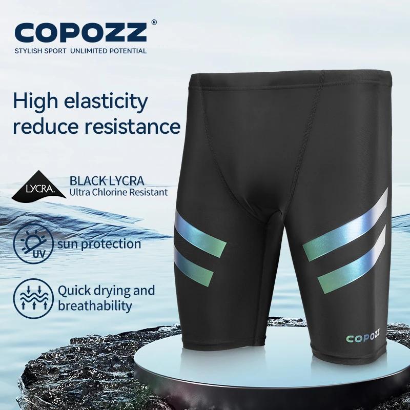 COPOZZ-Maillot de bain respirant à séchage rapide pour homme, short de natation, short de compétitio