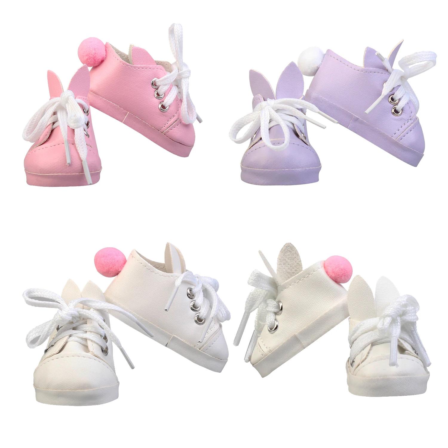 Chaussures en cuir PU lapin beurre pour 18 amaran, baskets à lacets, bébé nouveau-né et fille, brico