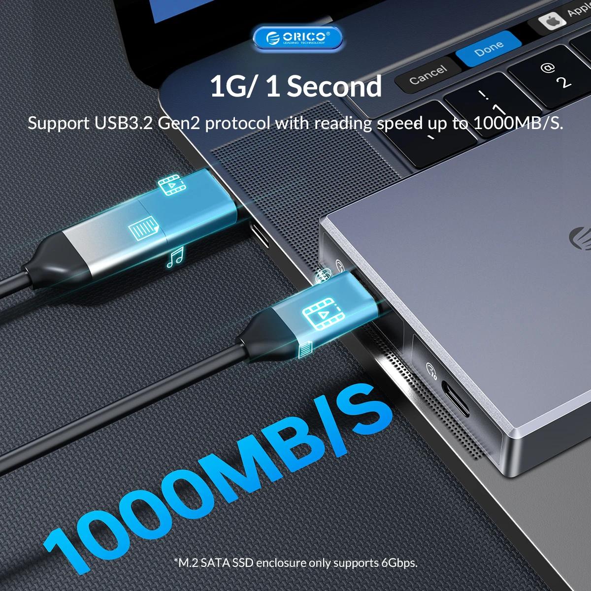 ORICO – boîtier SSD M.2 NVMe M2, en alliage d'aluminium, à double baie, pour clé M B & M, boîtier gr