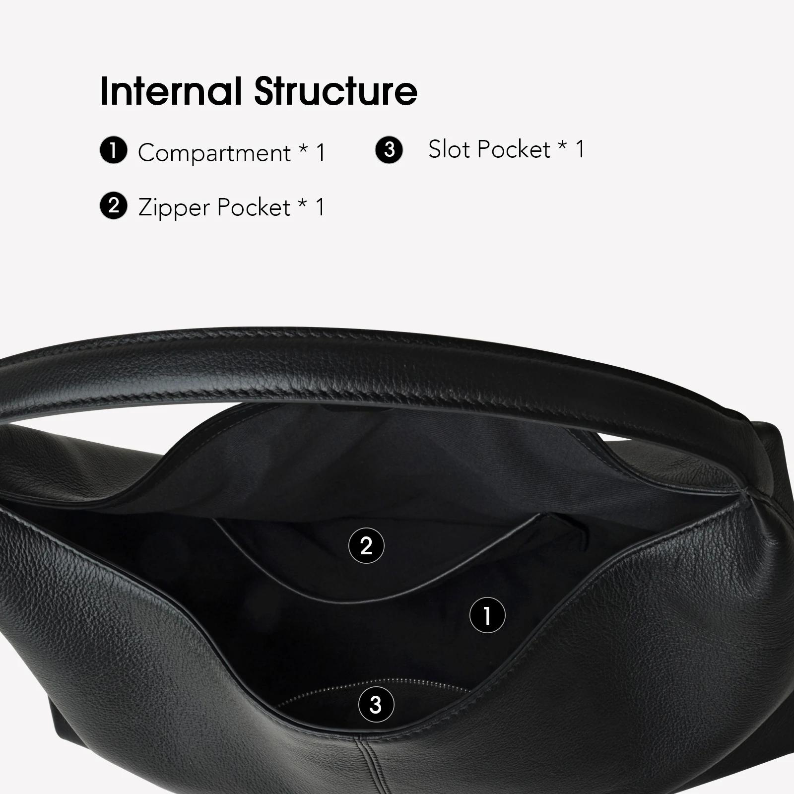 Sac hobo en cuir souple pour femme Donna-in, grande capacité, noir, sac à bandoulière décontracté