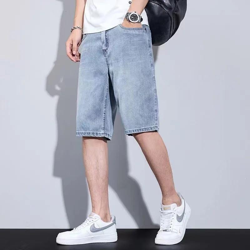 Shorts en jean bleu pour hommes, style Jorts, coupe ample, Harajuku, streetwear, Y2K, unisexe, overs