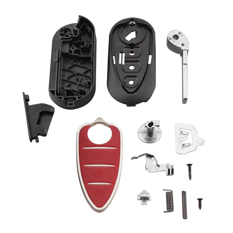 Coque de clé de voiture à distance à 3 boutons, lame non coupée, étui pliable pour clé de voiture, a