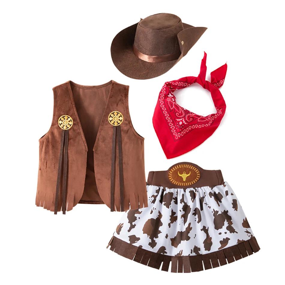 4/5 pièces ensemble filles Cowboy jeu de rôle jupe vêtements gilet ensemble jupe ensembles enfants p