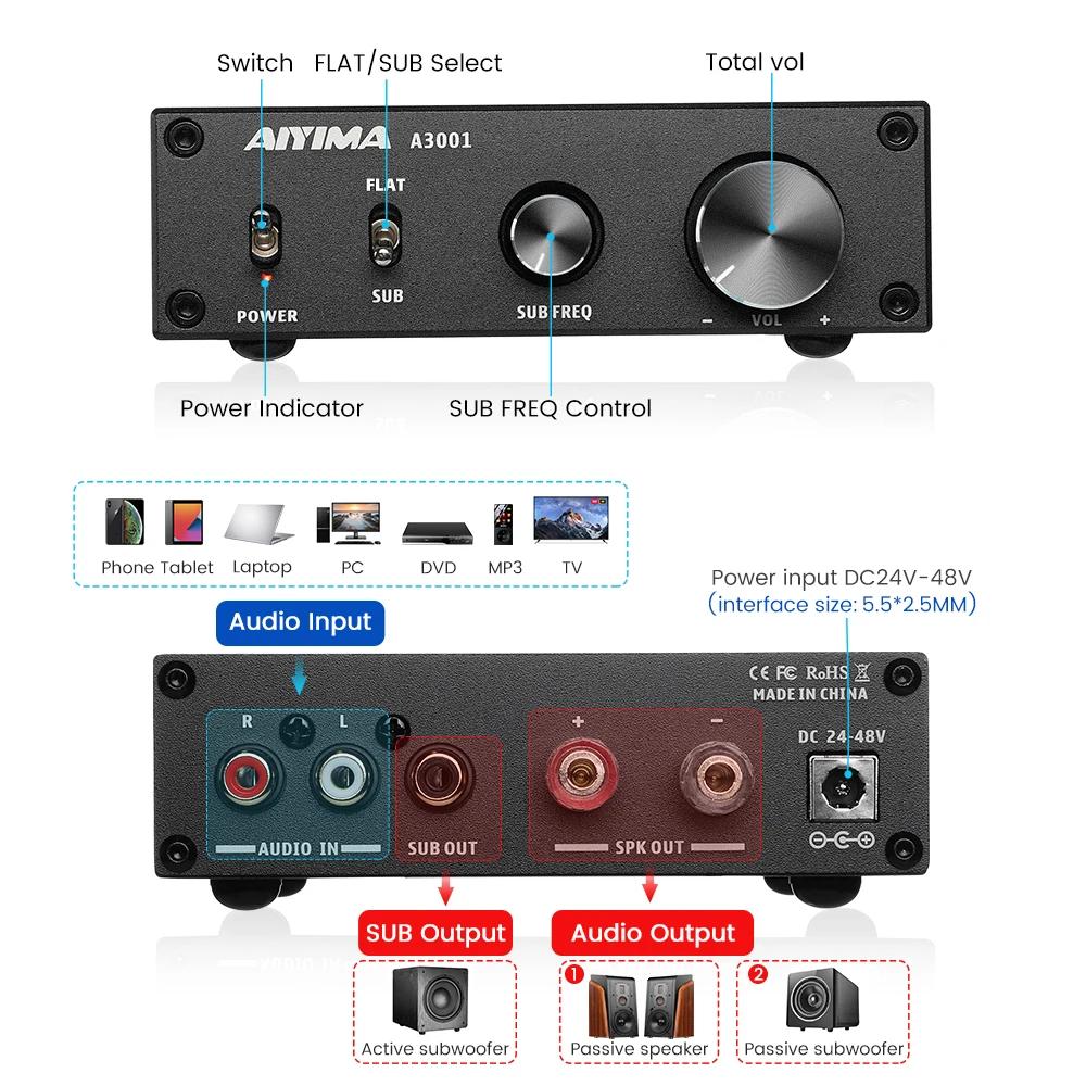 Amplificateur de subwoofer AIYIMA Audio A3001 TPA3255 300W, amplificateur de haut-parleur HIFI, ampl