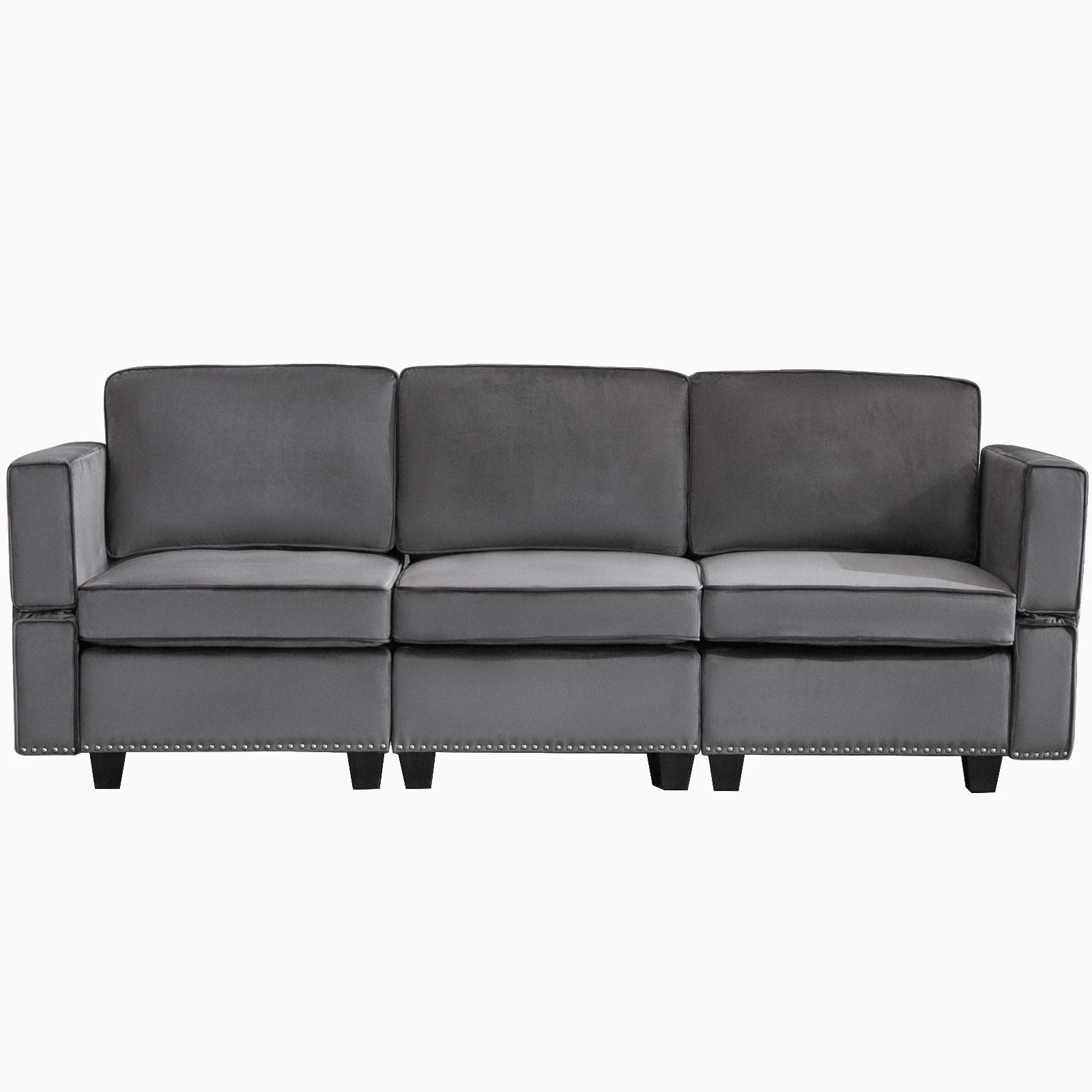 HORGgland-Canapé convertible en O, canapé sectionnel gris foncé modulaire, dossier et accoudoirs rég