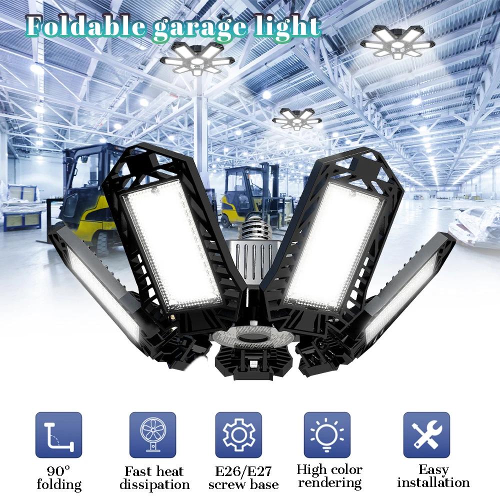 Eclairage de garage pliant, lumière LED, plafonnier E26, lumières High Bay, OVNI, ampoule déformable
