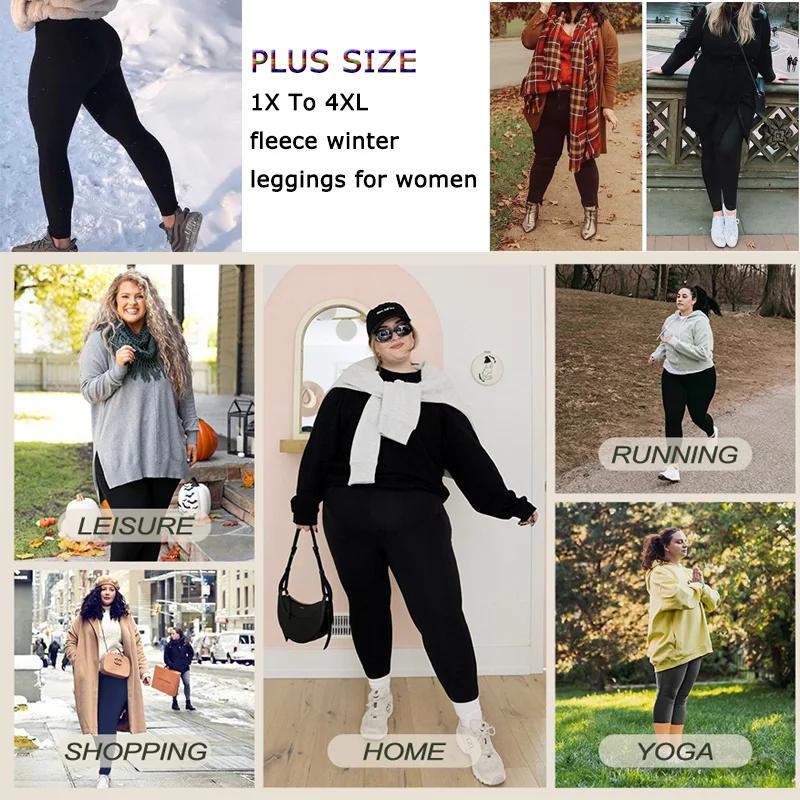 VITALINOVO Leggings doublés polaire grande taille avec poches pour femmes taille haute hiver contrôl