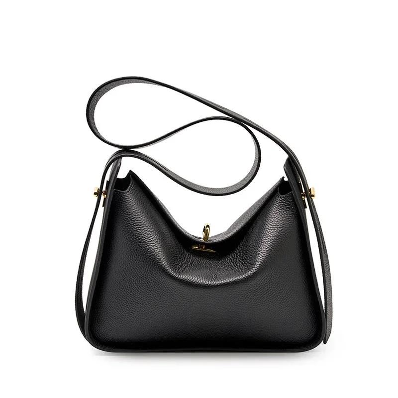 Sac à bandoulière en cuir de vachette véritable pour femme, design de niche, initié