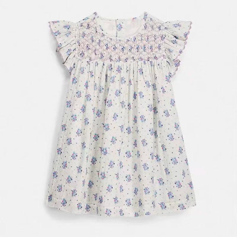 Pré-vente (expédition en mars) 2026 LM Robes d'été pour bébés filles, imprimé floral, en coton, vête