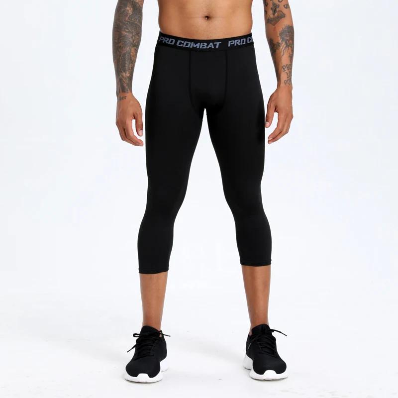 Leggings basket-ball hommes compression 3/4 - Pantalons capri entraînement respirants séchage rapide running